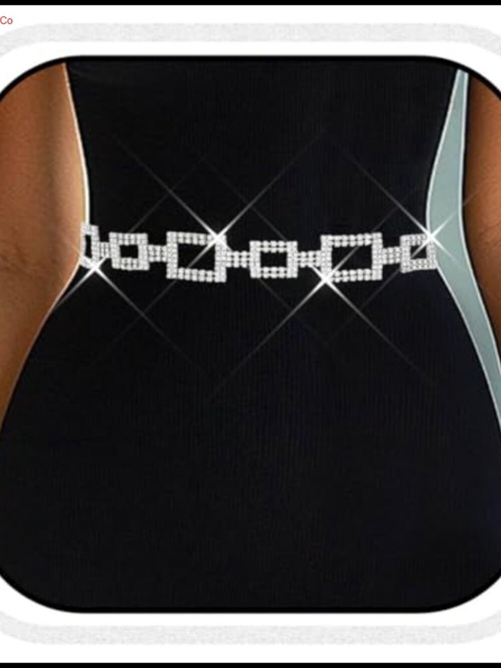 Rhinestone Chain Belt Silver Tone Alloy Glass Adjustable Bling Waist Accessory